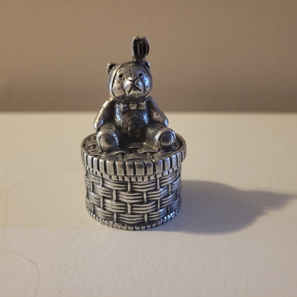 Vintage Royal Selangor Teddy Bear Toothbox Pewter